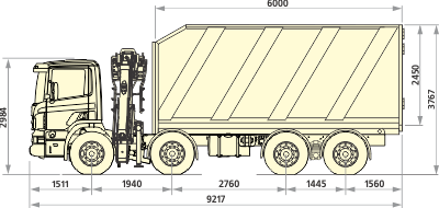 Ломовоз 38м3 на шасси Scania P380CB8X4EHZ 